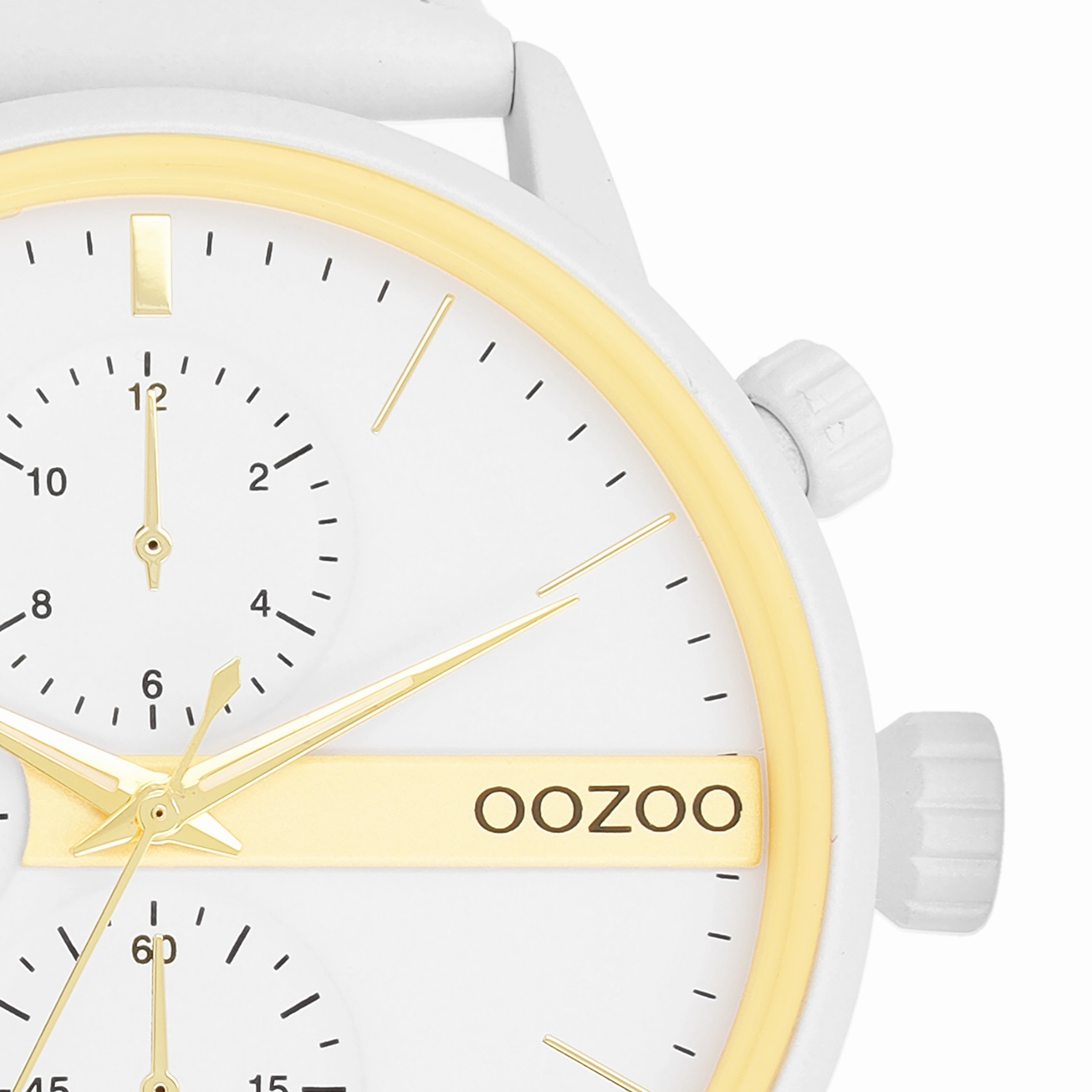 White OOZOO watch with leather strap - C11313