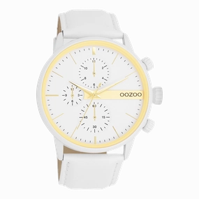 White OOZOO watch with leather strap - C11313