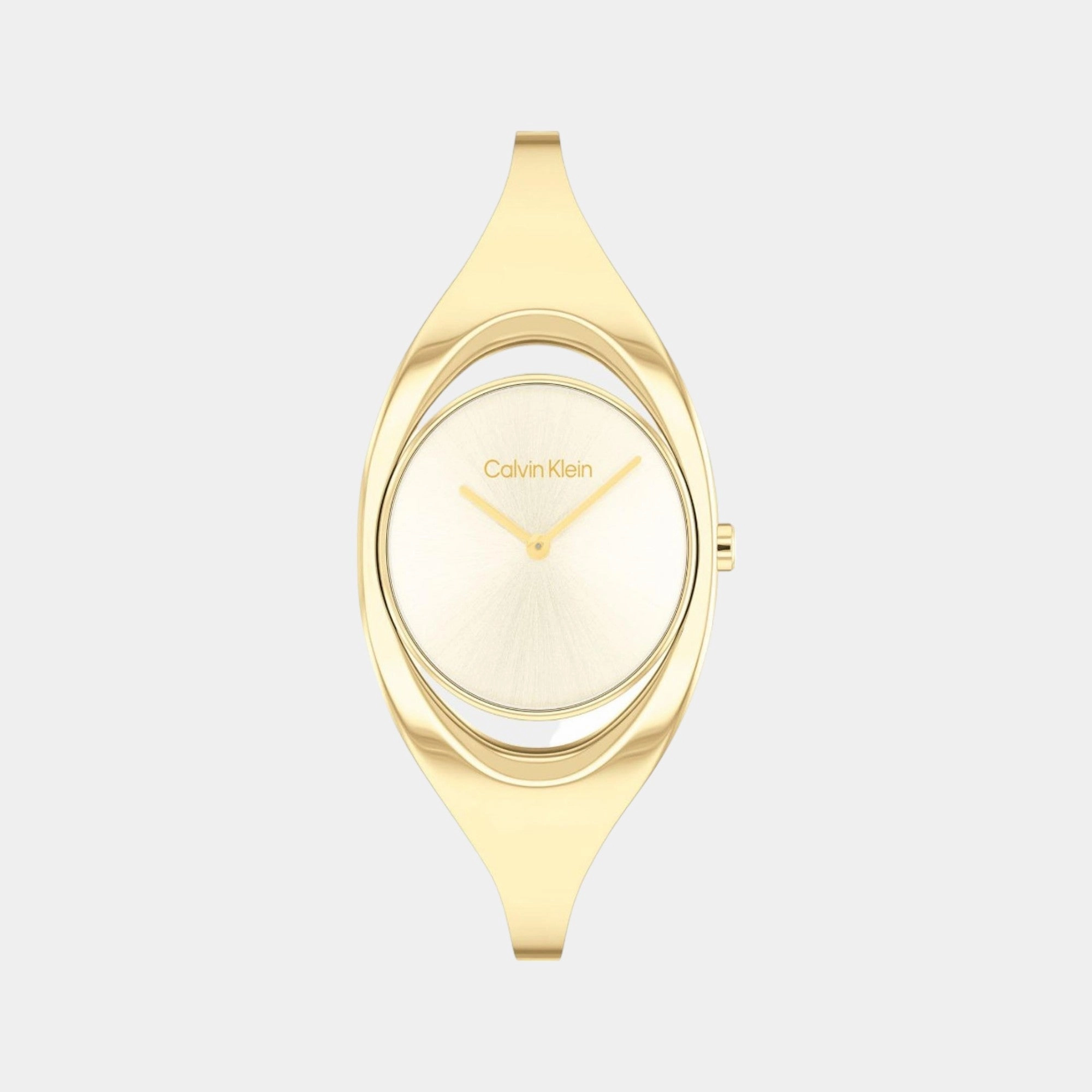 Women Quartz Analog Champagne Dial Stainless Steel Watch 25200391