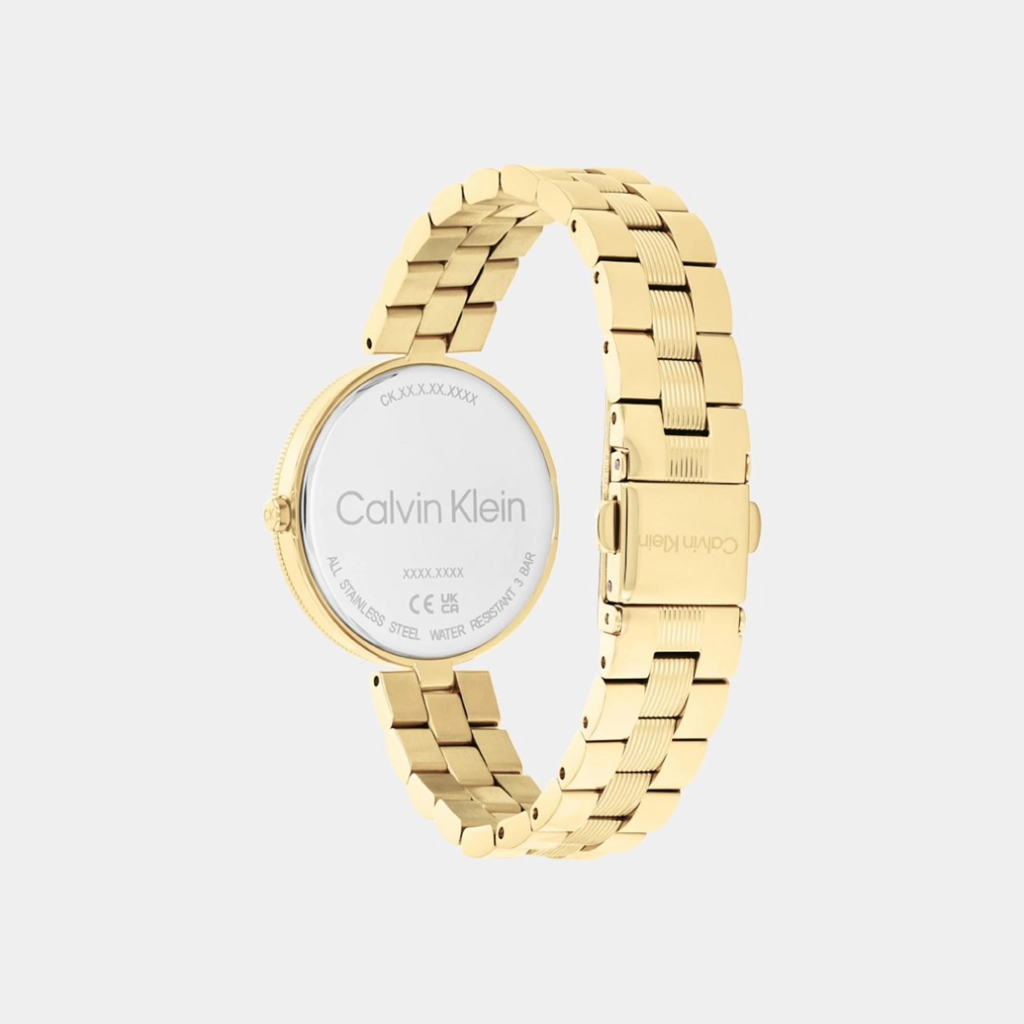 Women Quartz Analog Light Champagne Dial Stainless Steel Watch 25100014
