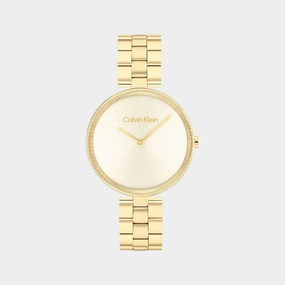 Women Quartz Analog Light Champagne Dial Stainless Steel Watch 25100014