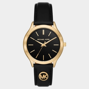 Women Quartz Black Dial Analog Leather Watch MK7482