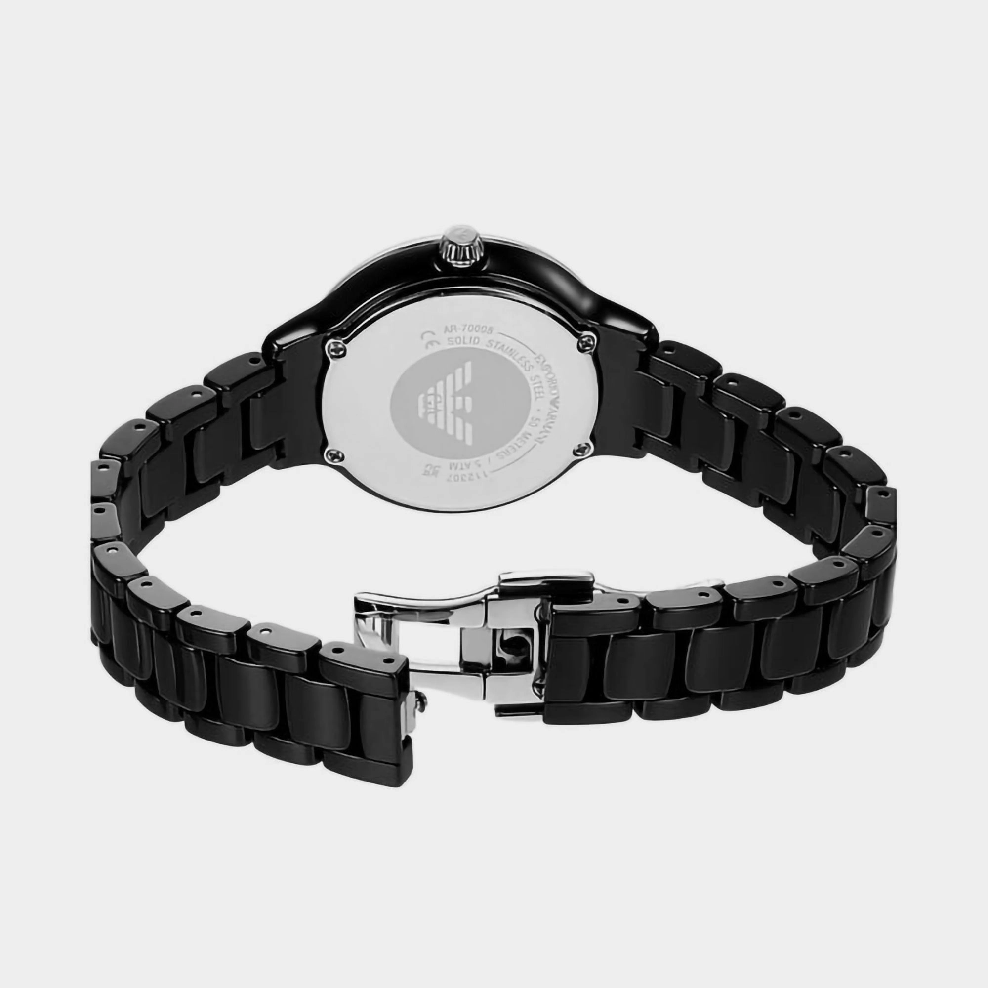 Women Quartz Black Dial Analog Stainless Steel Watch AR70008