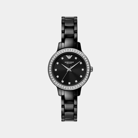 Women Quartz Black Dial Analog Stainless Steel Watch AR70008