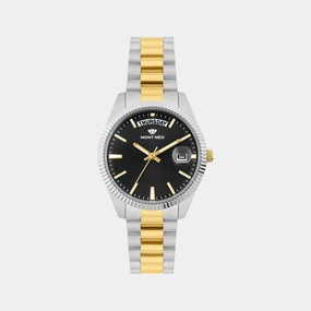 Women Quartz Black Dial Analog Stainless Steel Watch L3505D-M1204