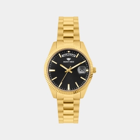 Women Quartz Black Dial Analog Stainless Steel Watch L3505D-M2204