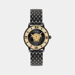Women Quartz Black Dial Analog Stainless Steel Watch VE2R00922