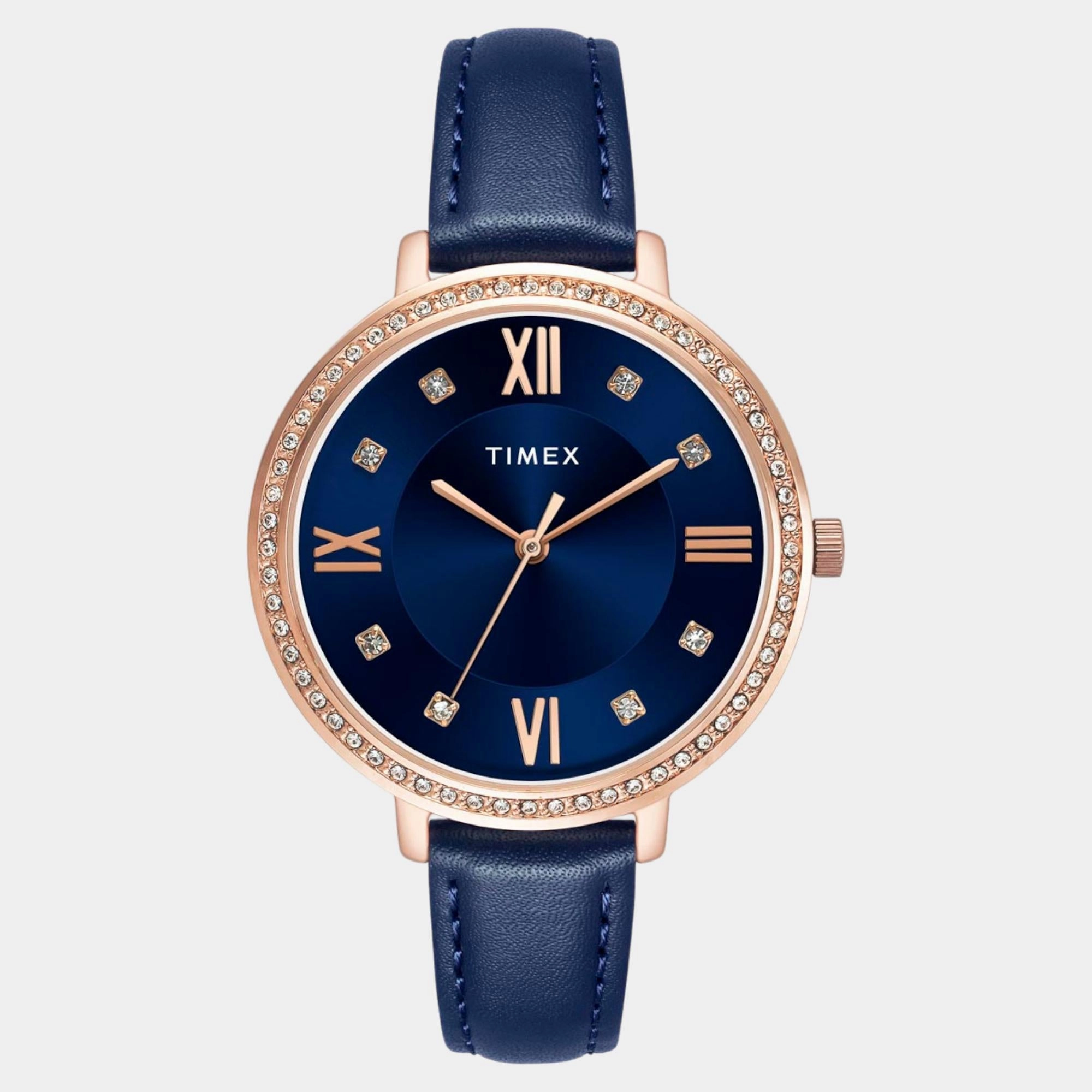 Women Quartz Blue Dial Analog Leather Watch TWEL14712