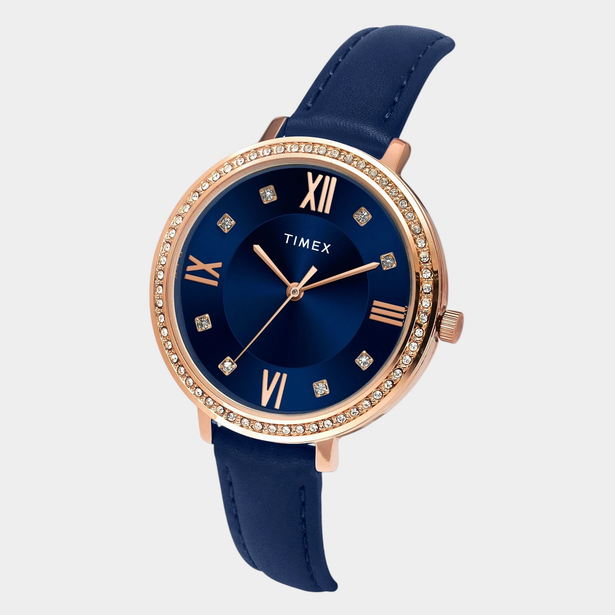 Women Quartz Blue Dial Analog Leather Watch TWEL14712