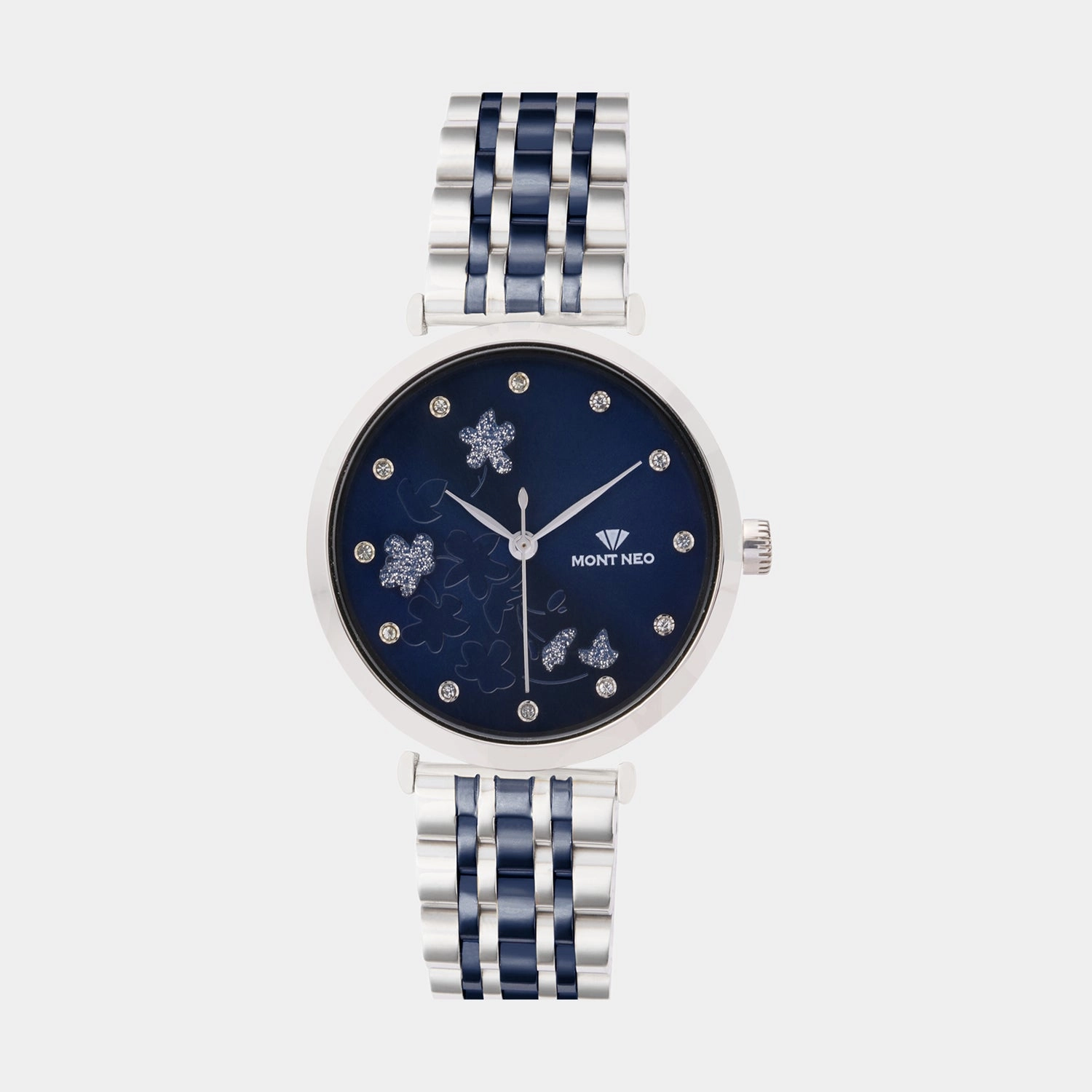 Women Quartz Blue Dial Analog Metal Watch 7505T-M1105