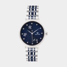 Women Quartz Blue Dial Analog Metal Watch 7505T-M1105