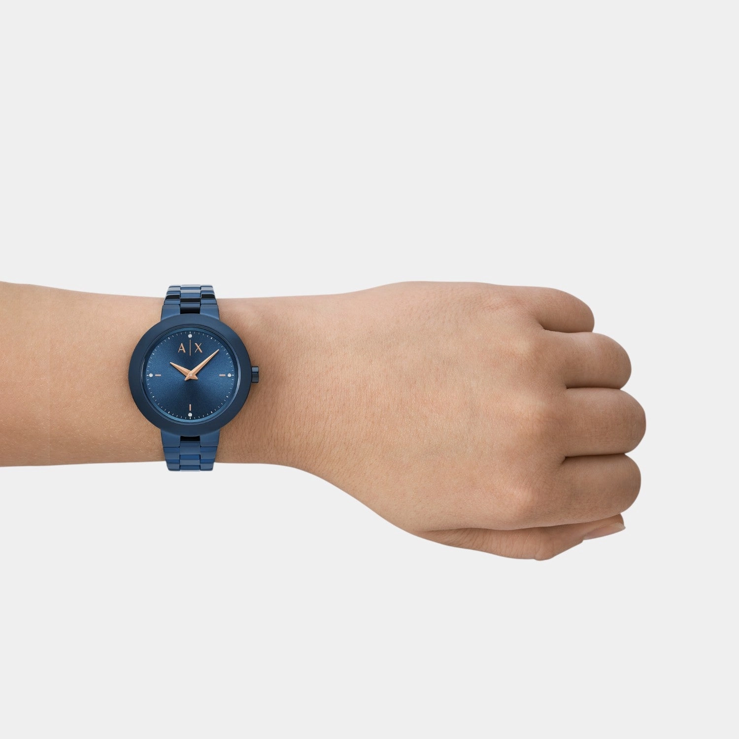 Women Quartz Blue Dial Analog Stainless Steel Watch AX5175