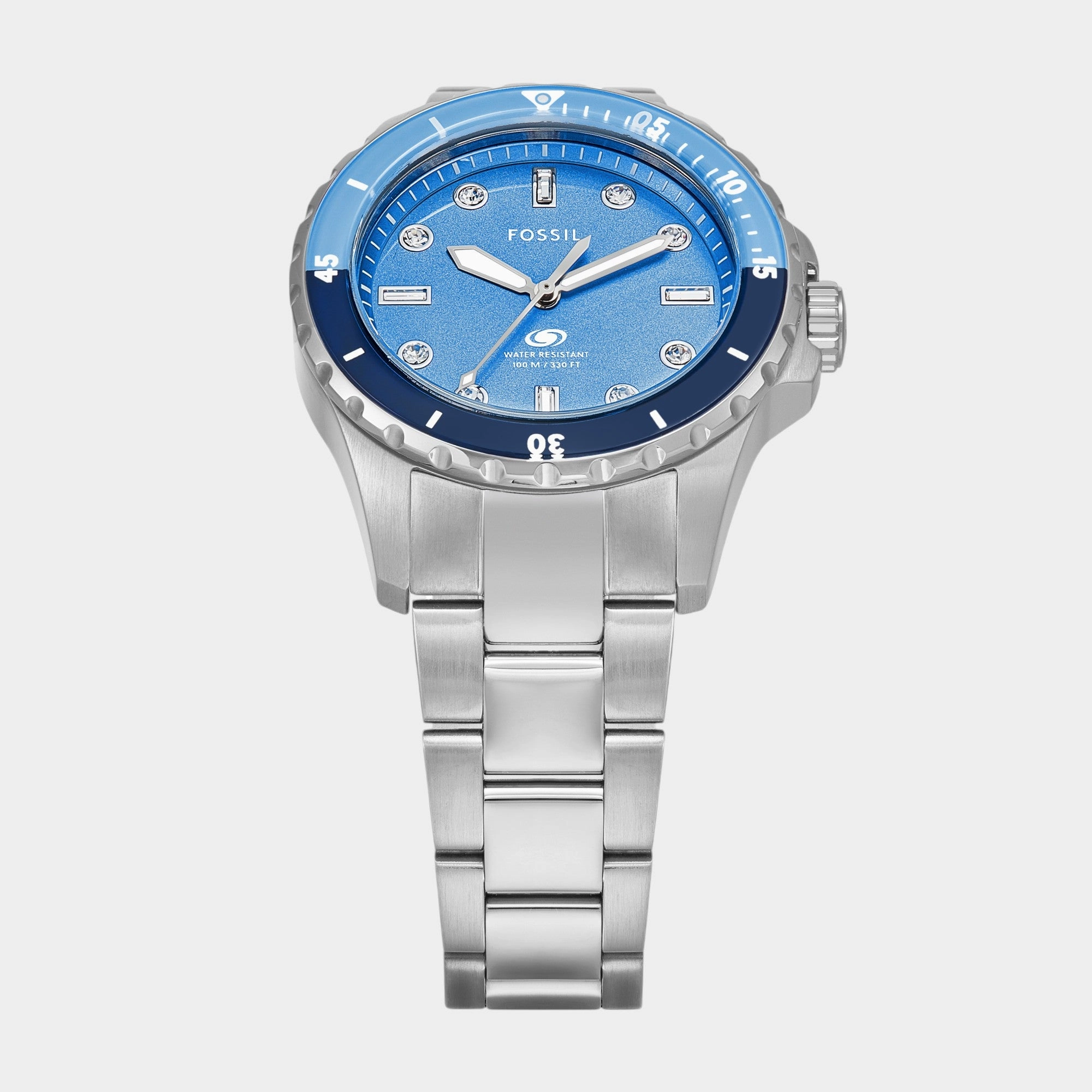 Women Quartz Blue Dial Analog Stainless Steel Watch ES5353