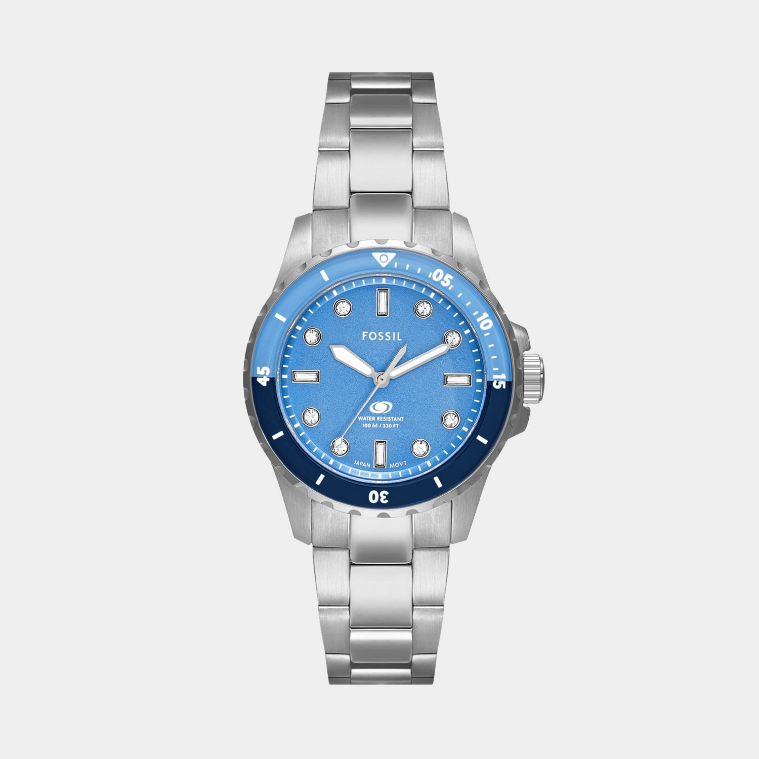 Women Quartz Blue Dial Analog Stainless Steel Watch ES5353