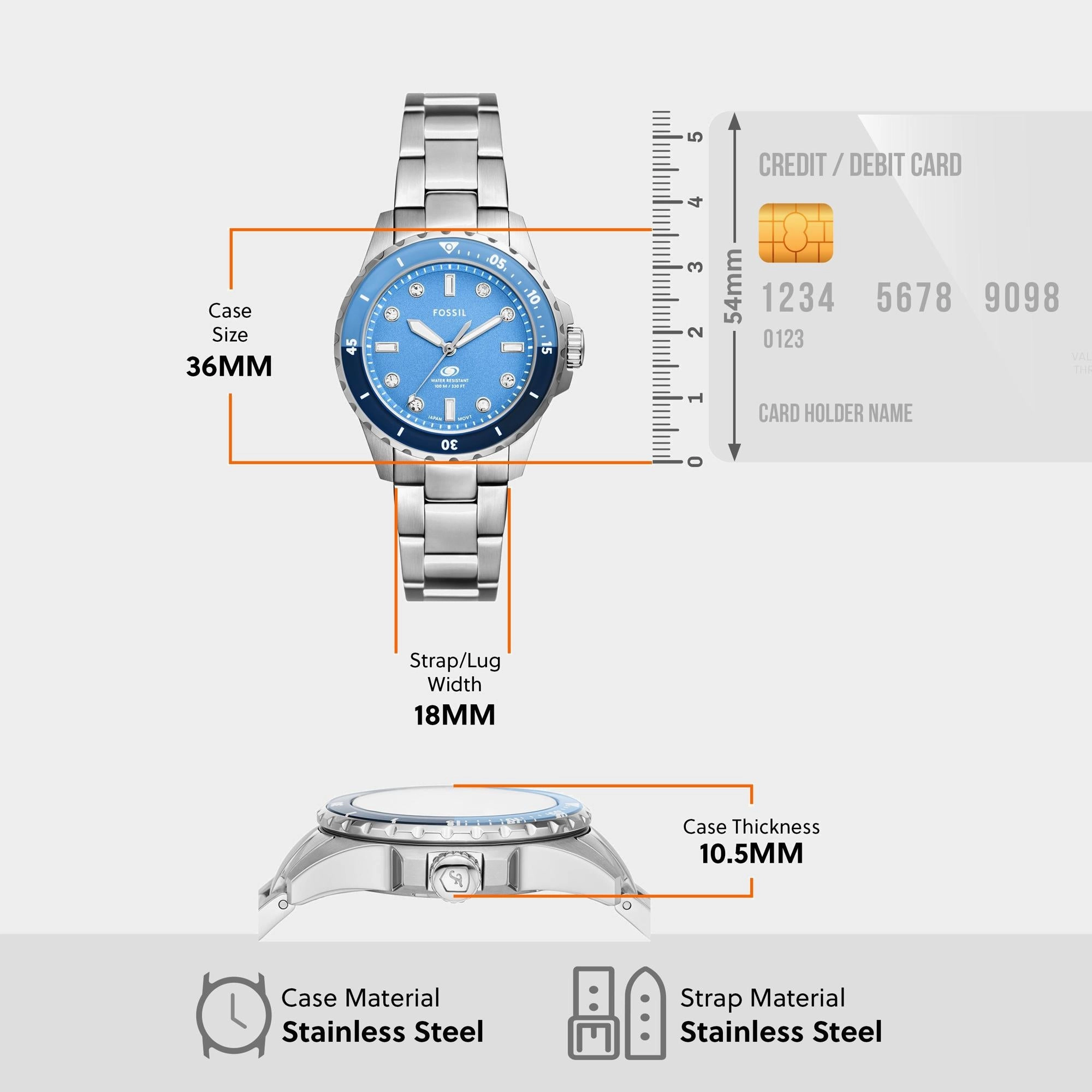 Women Quartz Blue Dial Analog Stainless Steel Watch ES5353