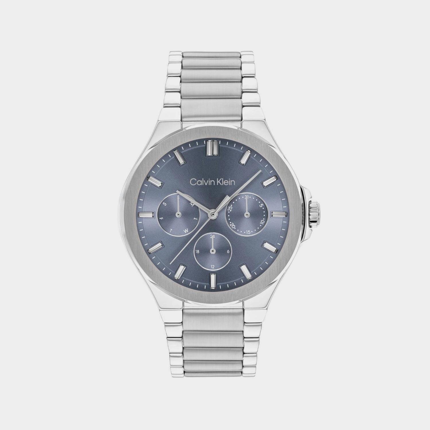 Women Quartz Blue Dial Multi-Function Stainless Steel Watch 25100051