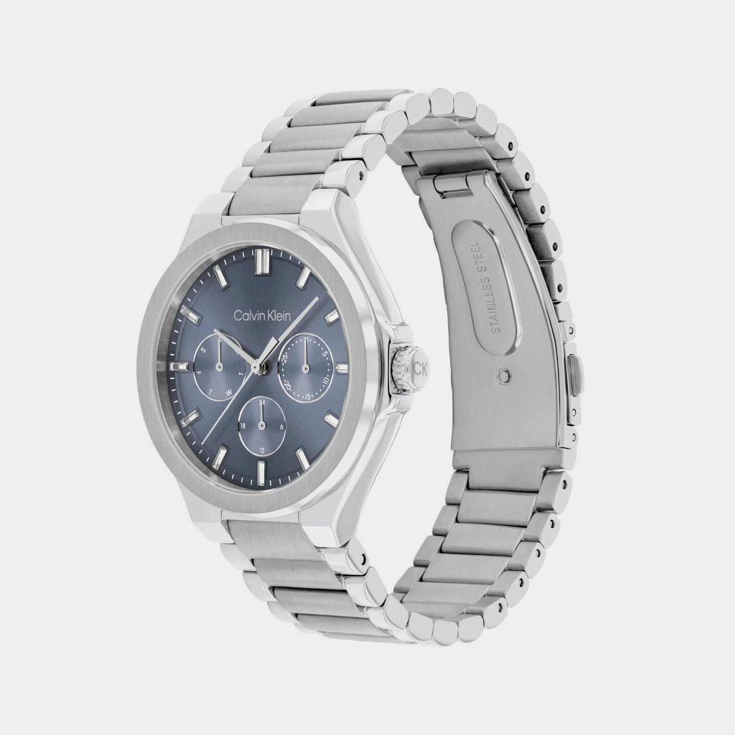 Women Quartz Blue Dial Multi-Function Stainless Steel Watch 25100051