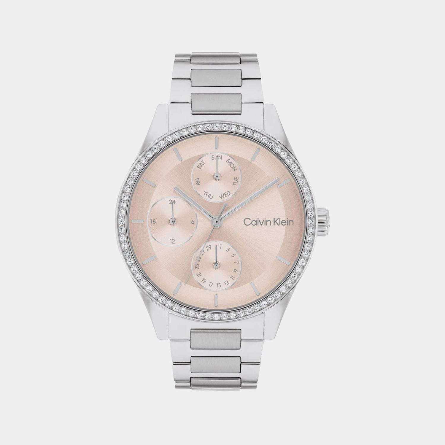Women Quartz Blush Dial Multi-Function Stainless Steel Watch 25100007