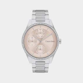 Women Quartz Blush Dial Multi-Function Stainless Steel Watch 25100007