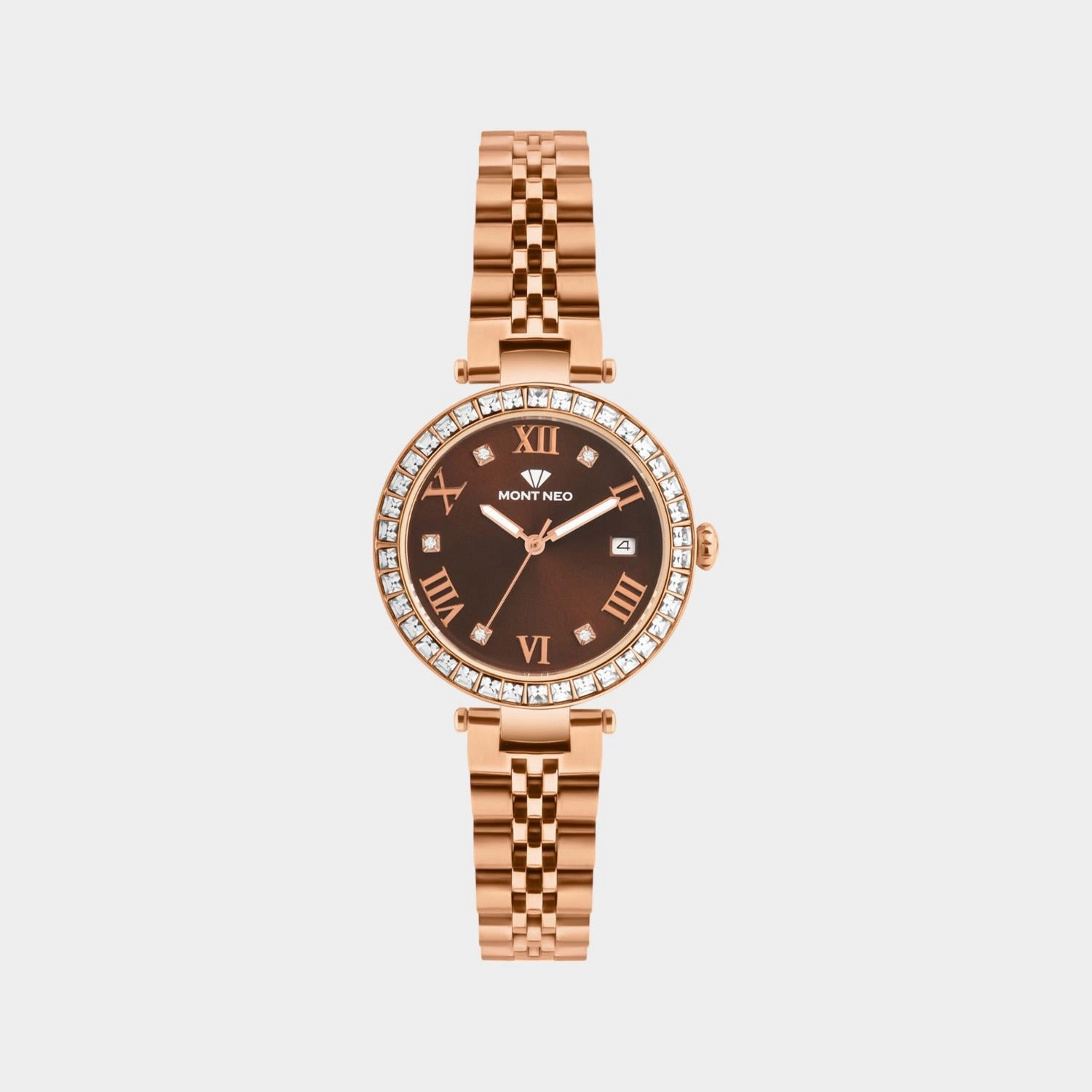 Women Quartz Brown Dial Analog Stainless Steel Watch 4505E-M3306