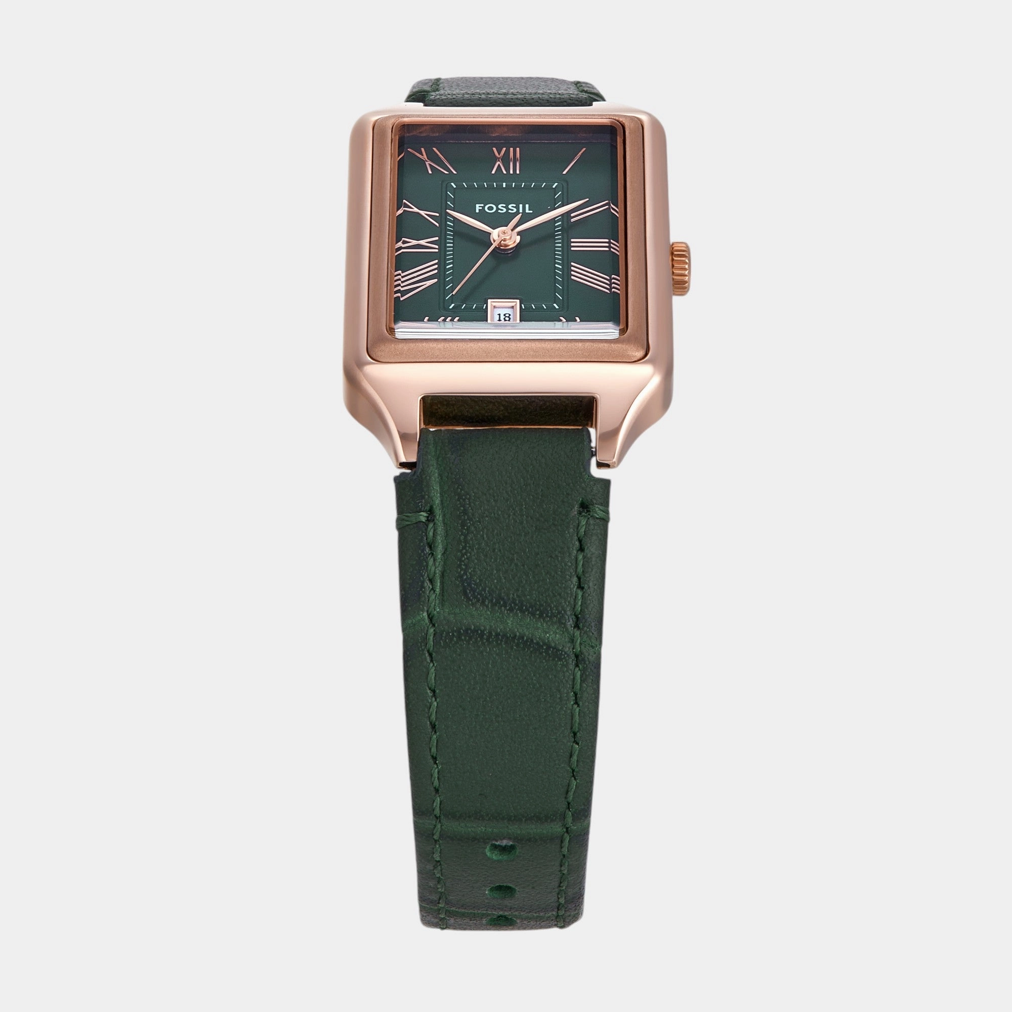Women Quartz Date Green Dial Analog Leather Watch ES5366