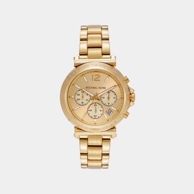Women Quartz Gold Dial Chronograph Stainless Steel Watch MK7493