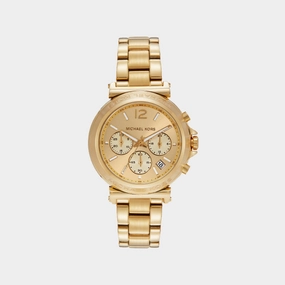Women Quartz Gold Dial Chronograph Stainless Steel Watch MK7493