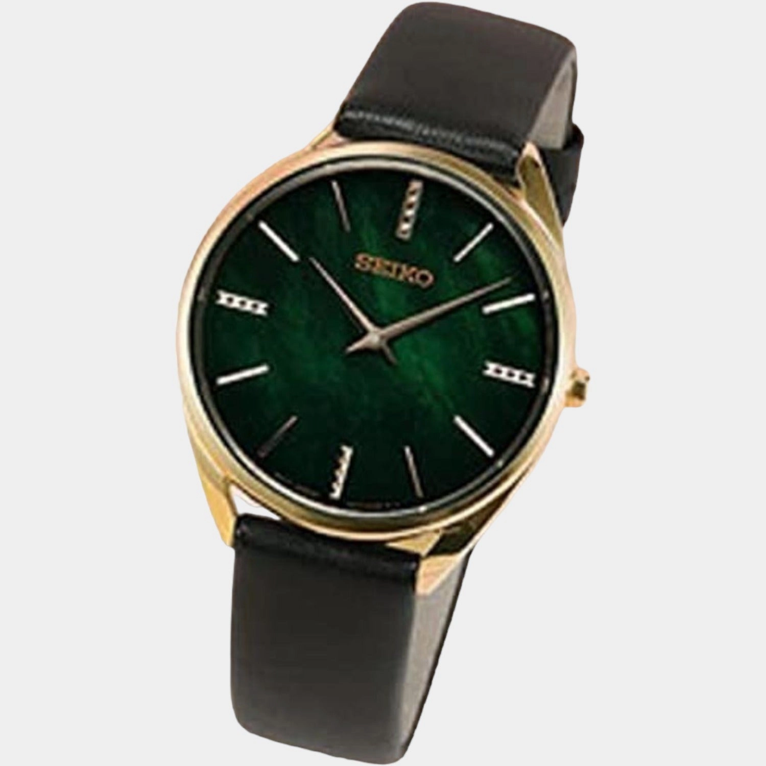 Women Quartz Green Dial Analog Leather Watch SWR068P1
