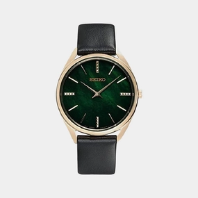 Women Quartz Green Dial Analog Leather Watch SWR068P1