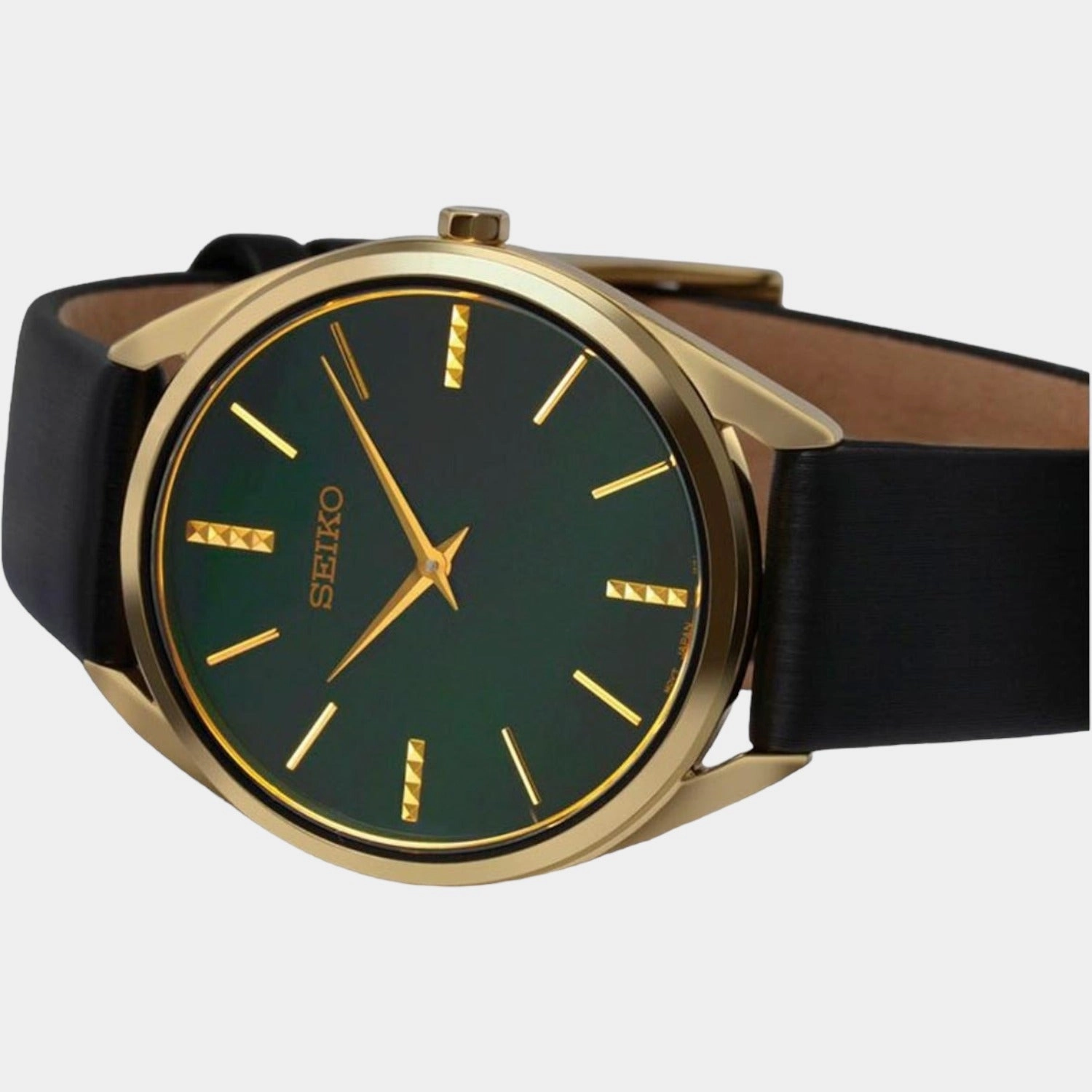 Women Quartz Green Dial Analog Leather Watch SWR080P1