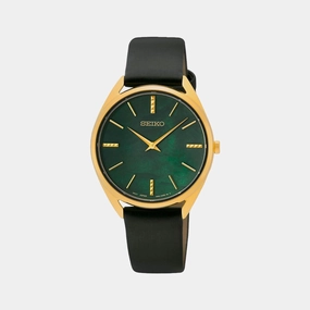 Women Quartz Green Dial Analog Leather Watch SWR080P1