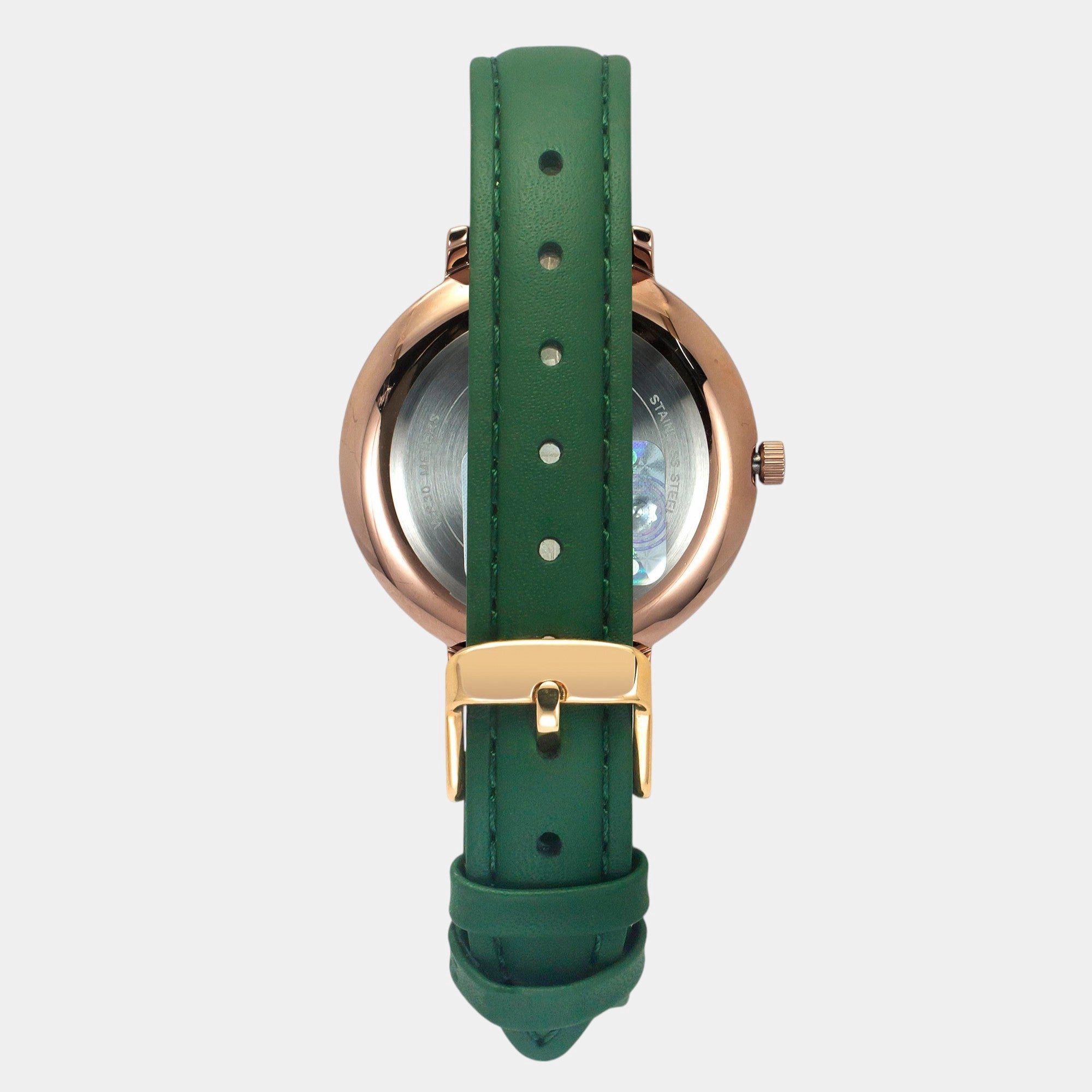 Women Quartz Green Dial Analog Leather Watch TWEL14713