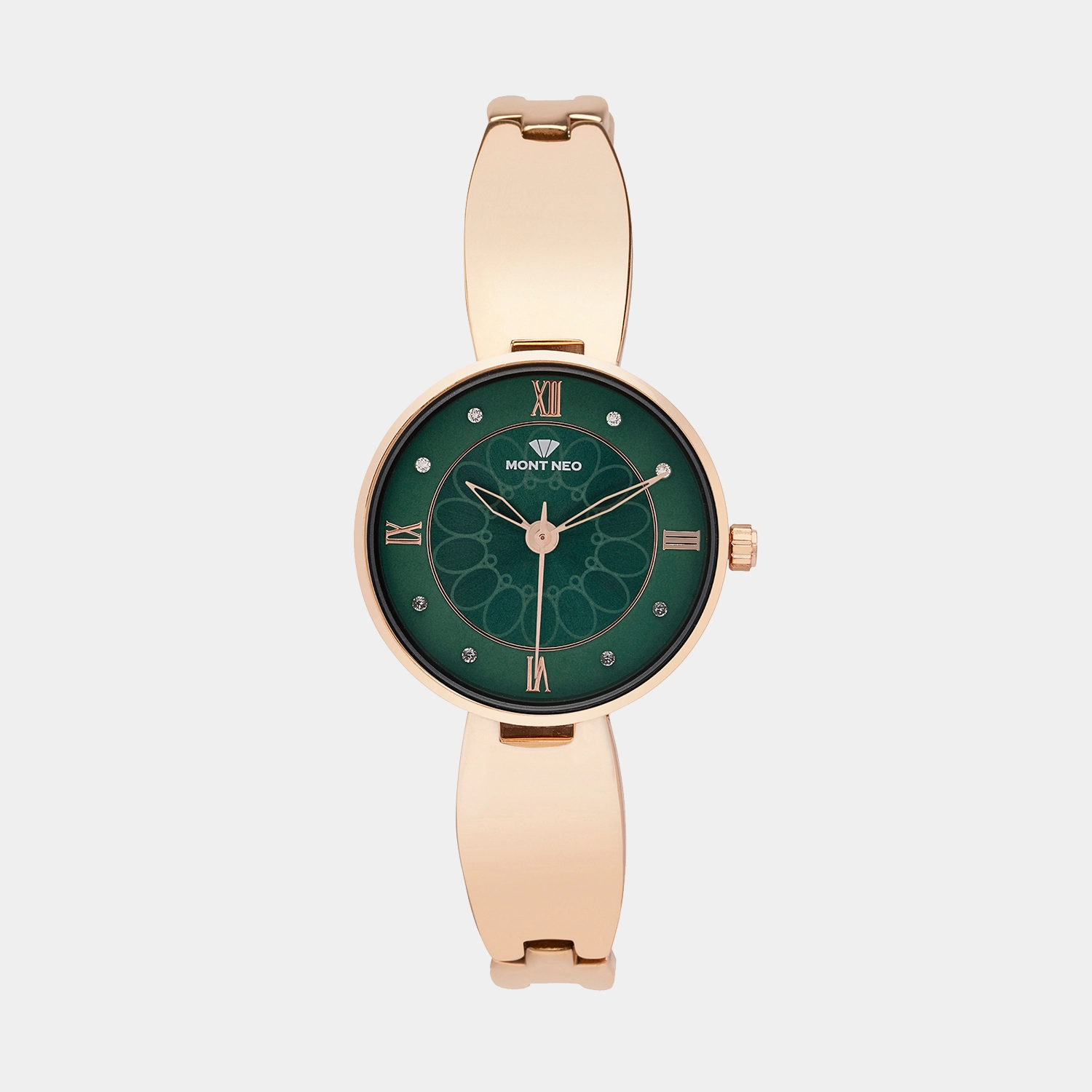 Women Quartz Green Dial Analog Metal Watch 9008T-M3314
