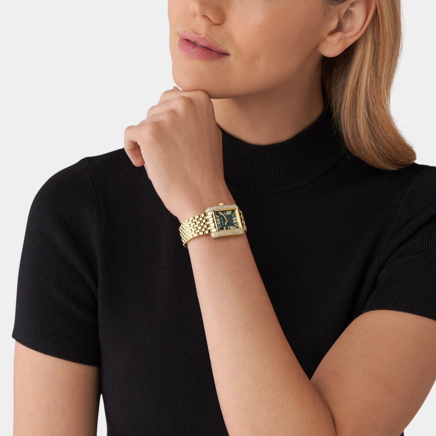 Women Quartz Green Dial Analog Stainless Steel Watch MK4742
