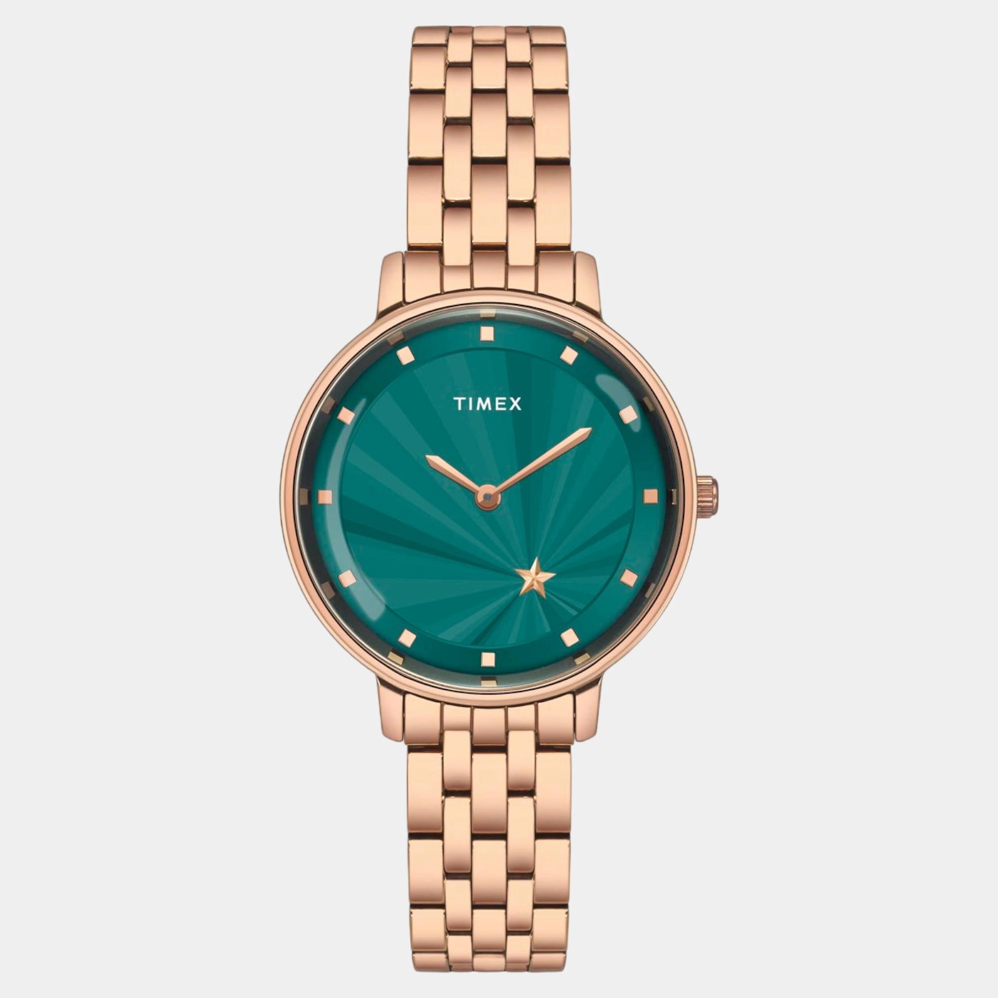 Women Quartz Green Dial Analog Stainless Steel Watch TWEL19103