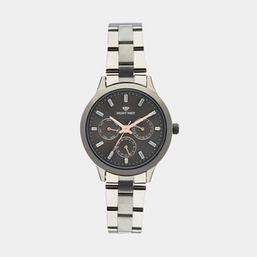 Women Quartz Gun Dial Chronograph Metal Watch 9009M-M8816