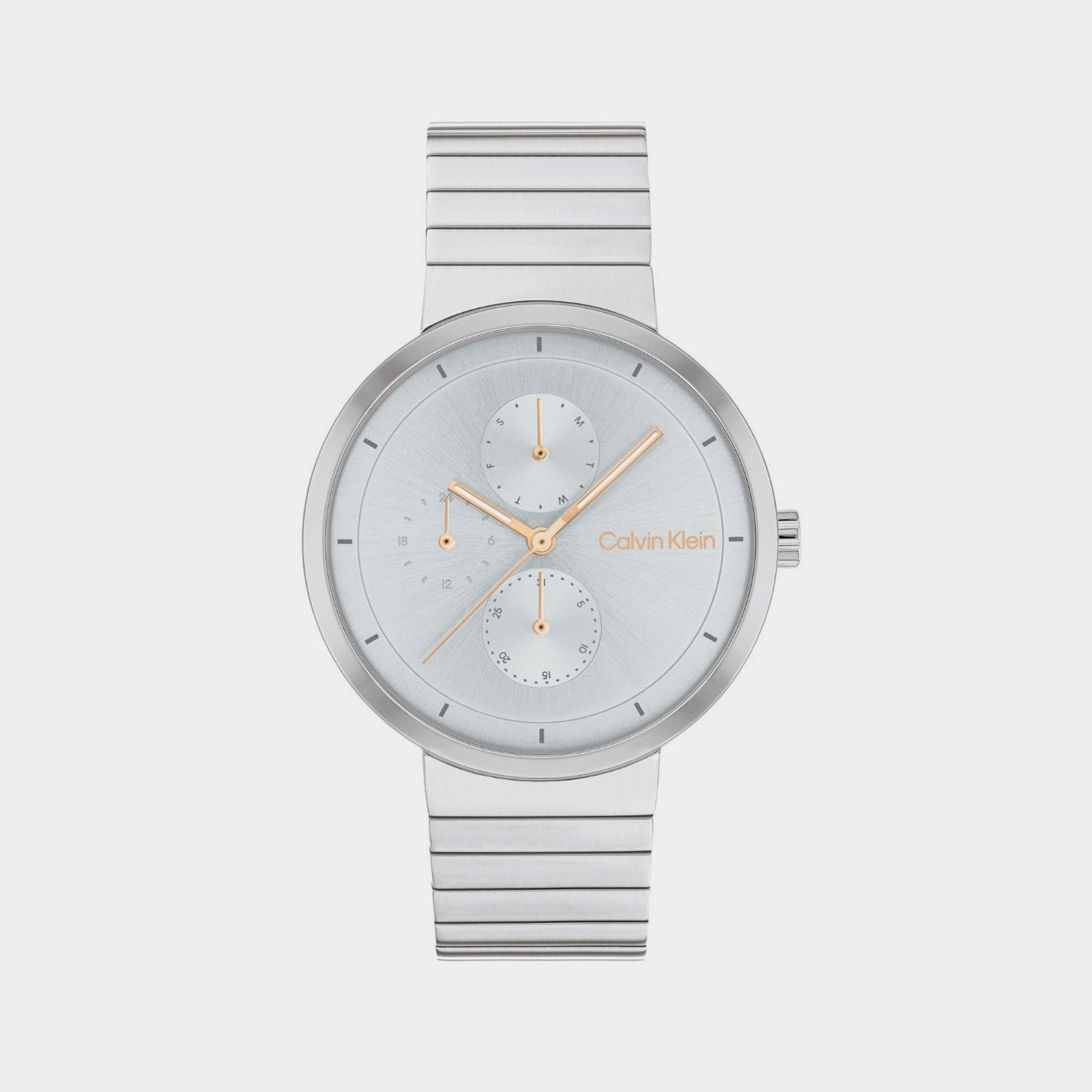 Women Quartz Ice Blue Dial Multi-Function Stainless Steel Watch 25100032