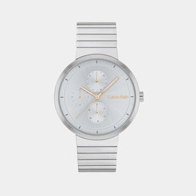Women Quartz Ice Blue Dial Multi-Function Stainless Steel Watch 25100032
