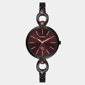 Women Quartz Maroon Dial Analog Brass Watch TWEL18107