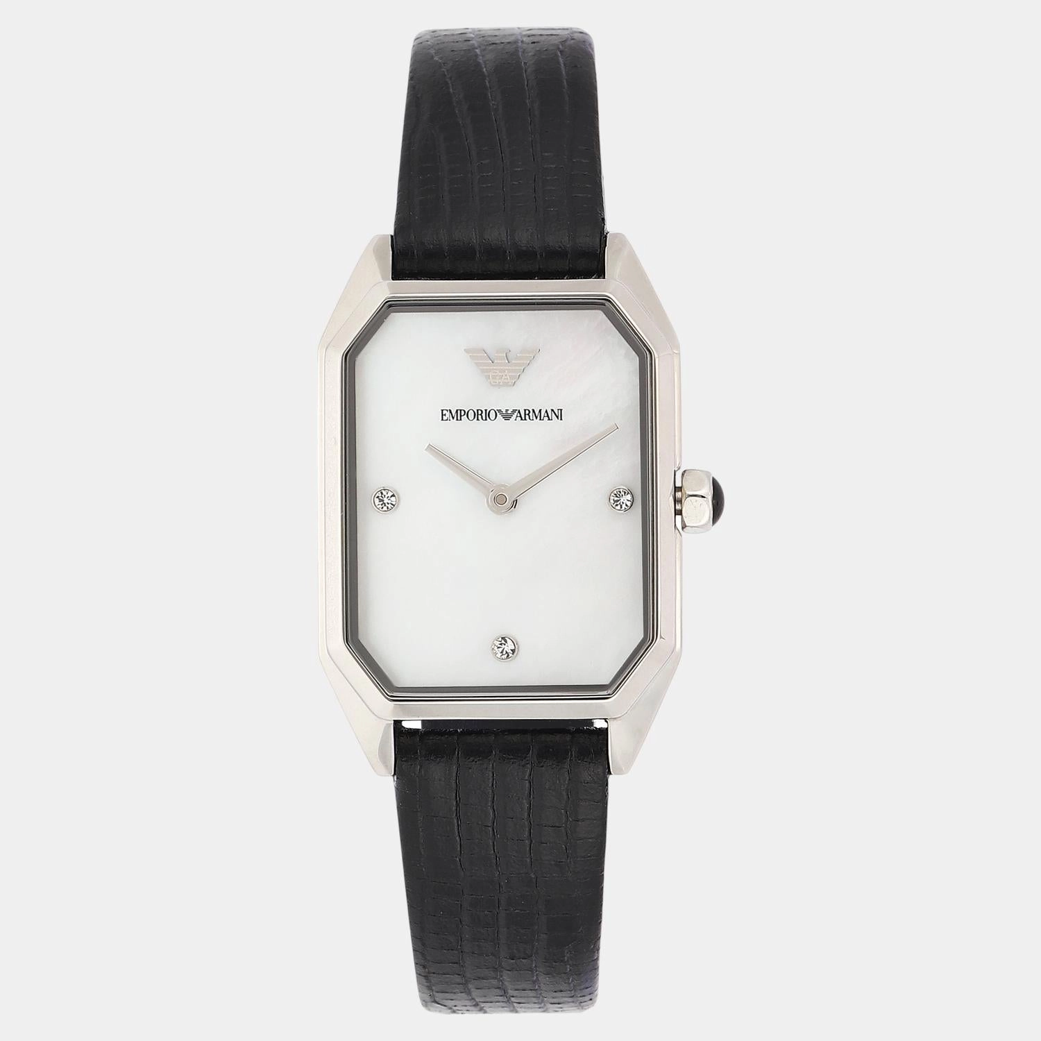Women Quartz Mother Of Pearl Dial Analog Leather Watch AR11148