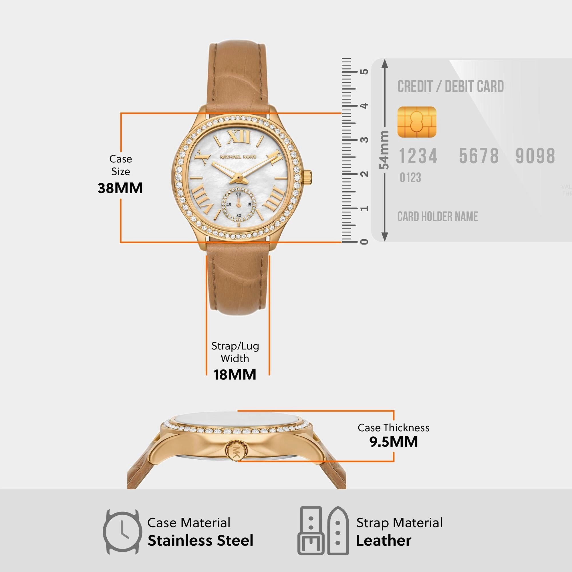 Women Quartz Mother Of Pearl Dial Analog Leather Watch MK4819