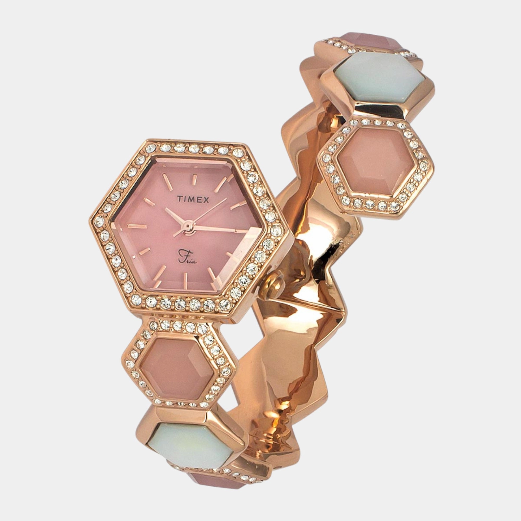Women Quartz Pink Dial Analog Brass Watch TWEL17903