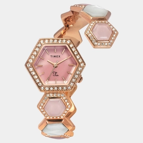 Women Quartz Pink Dial Analog Brass Watch TWEL17903