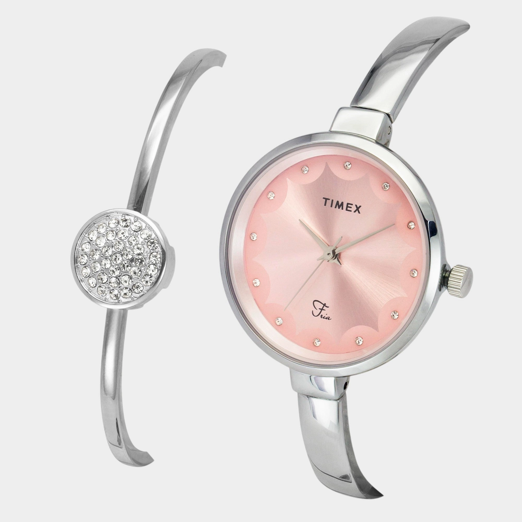 Women Quartz Pink Dial Analog Brass Watch TWEL18500
