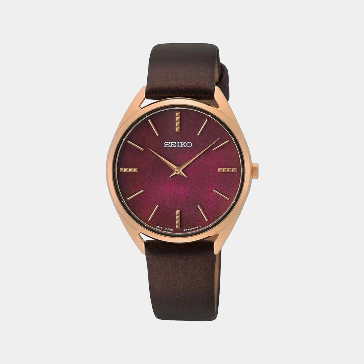 Women Quartz Pink Dial Analog Leather Watch SWR082P1