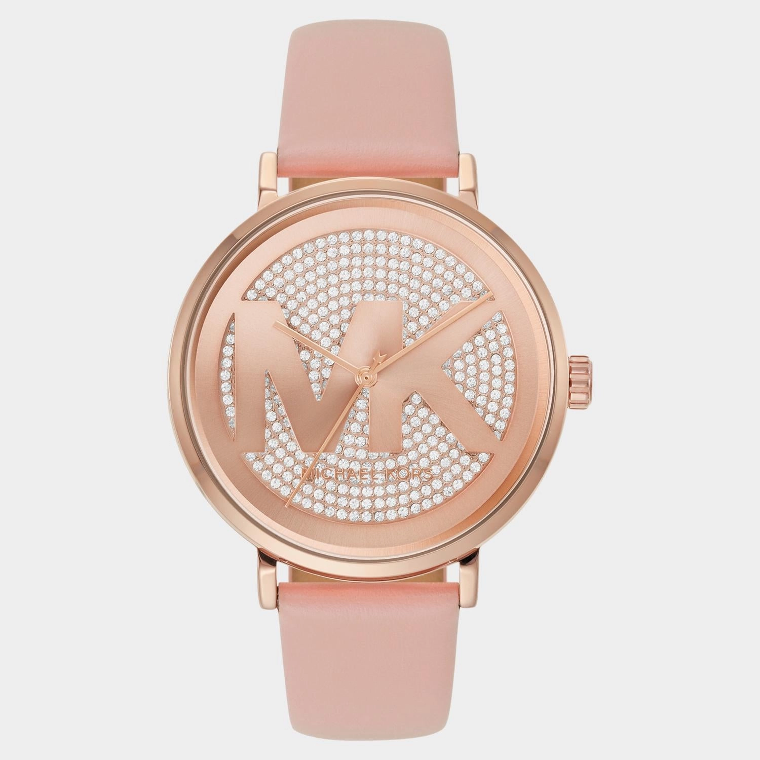 Women Quartz Rose Gold Dial Analog Leather Watch MK2957
