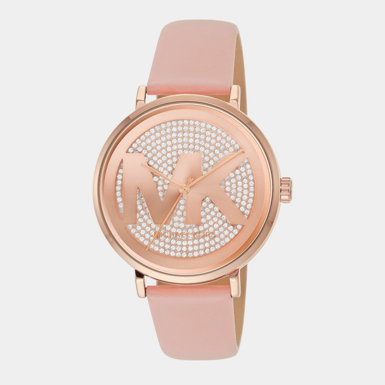 Women Quartz Rose Gold Dial Analog Leather Watch MK2957