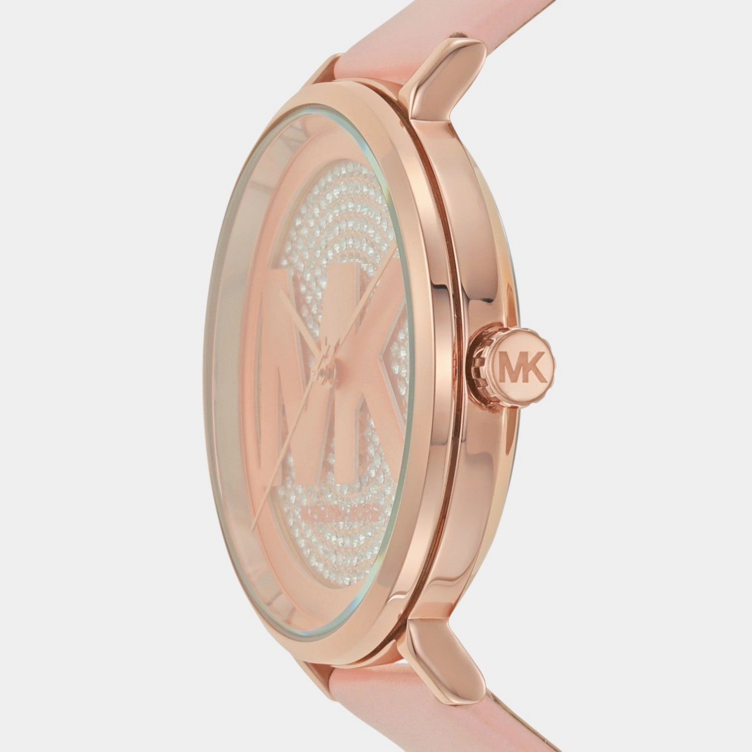 Women Quartz Rose Gold Dial Analog Leather Watch MK2957