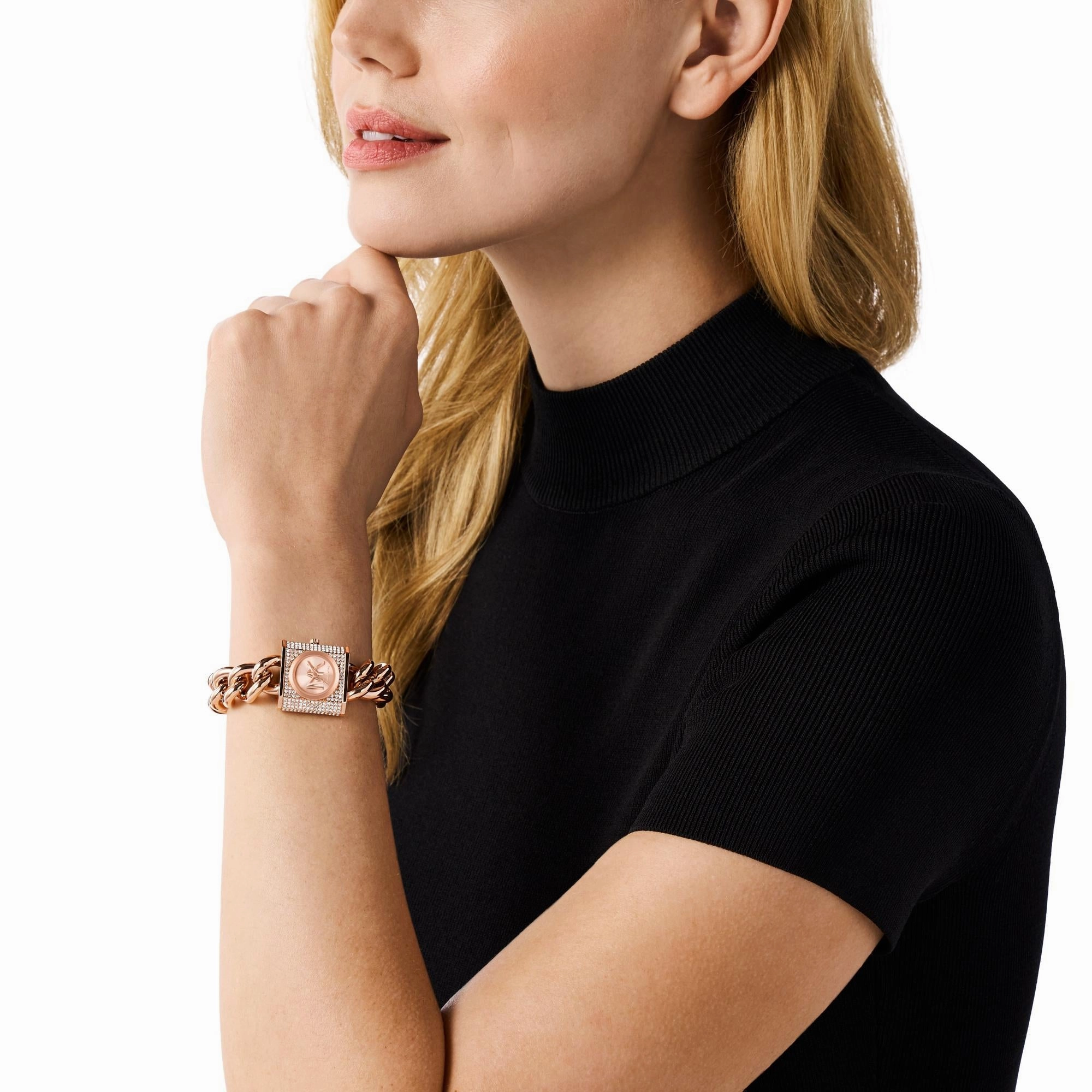 Women Quartz Rose Gold Dial Analog Stainless Steel Watch MK4827