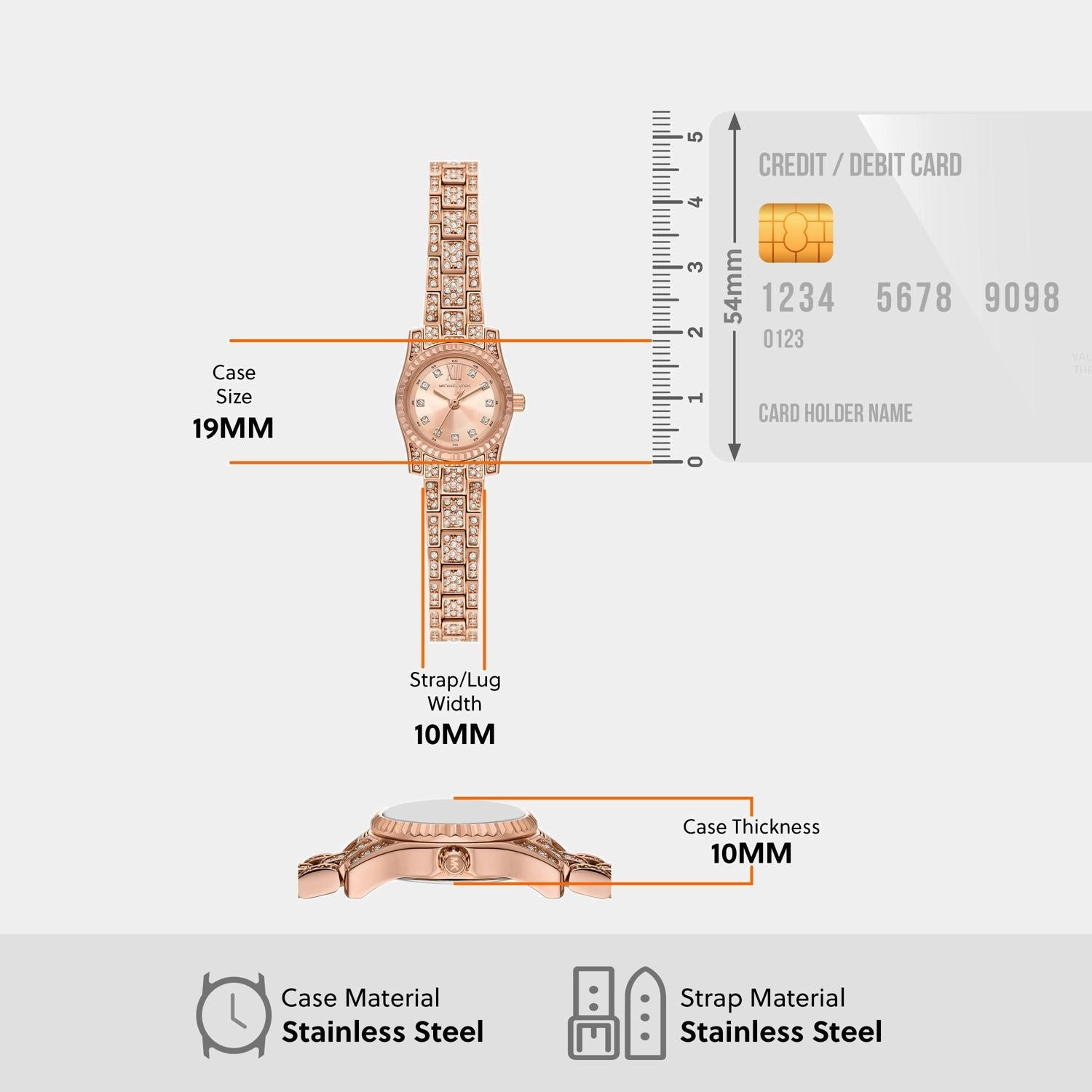 Women Quartz Rose Gold Dial Analog Stainless Steel Watch MK4863